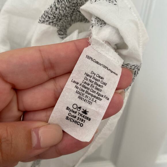 143 Story by Line Up Women's Star Embroidered White Ruffle Blouse Size Small - Picture 9 of 10